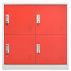 vidaXL Locker Cabinets 2 pcs Light Grey and Red 90x45x92.5 cm Steel
