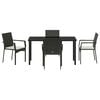 vidaXL Garden Dining Set with Cushion 5 pcs Black Poly Rattan
