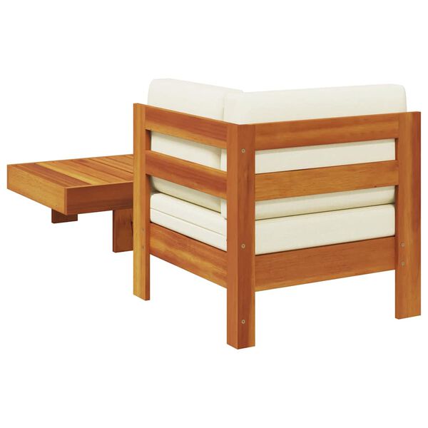 vidaXL 2 Piece Garden Lounge Set with Cream White Cushions Acacia Wood