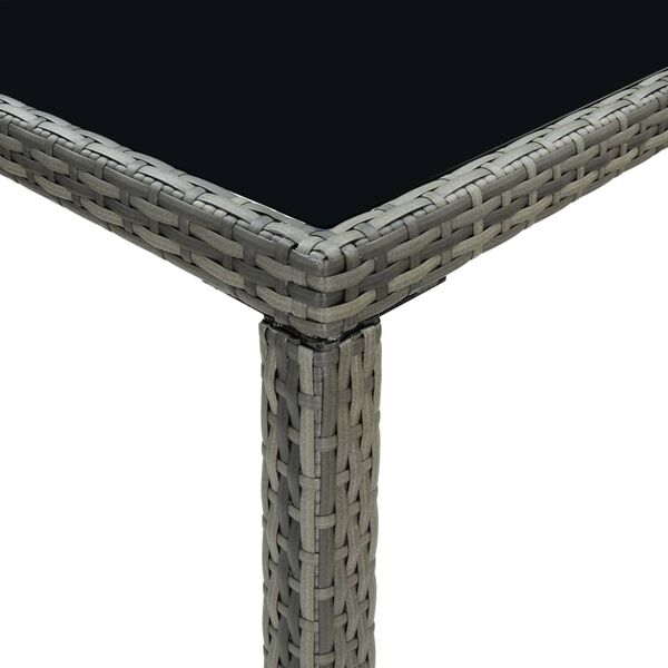 vidaXL Garden Bar Table Grey 130x60x110 cm Poly Rattan and Glass