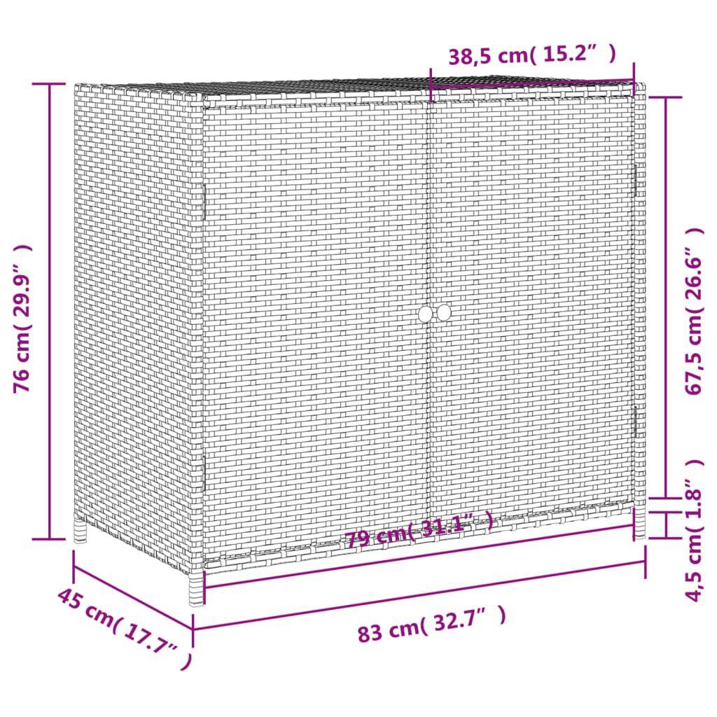 vidaXL Garden Storage Cabinet Beige 83x45x76 cm Poly Rattan