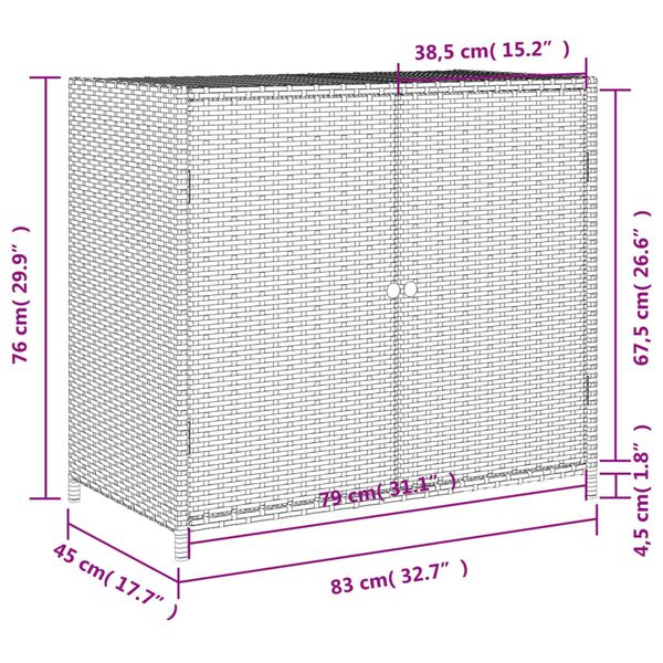 vidaXL Garden Storage Cabinet Beige 83x45x76 cm Poly Rattan