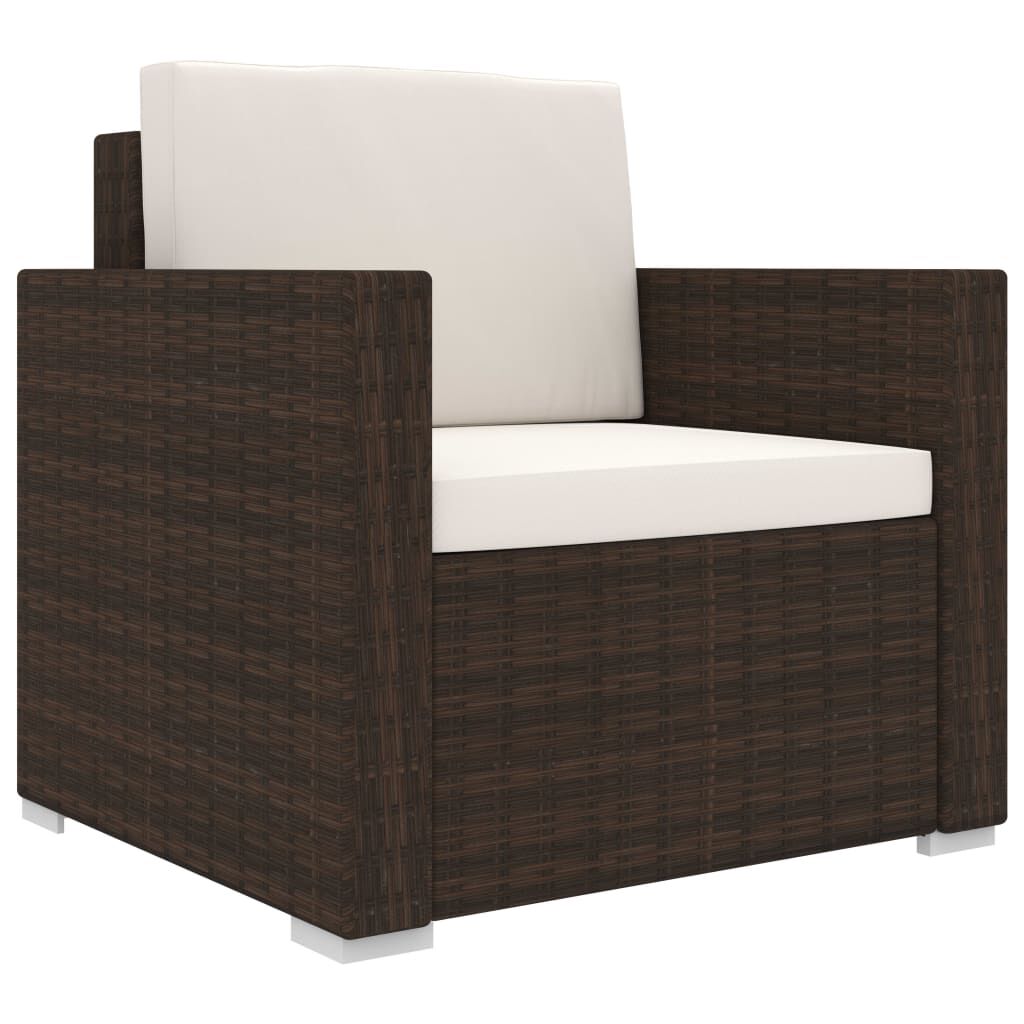 vidaXL 8 Piece Garden Lounge Set with Cushions Poly Rattan Brown