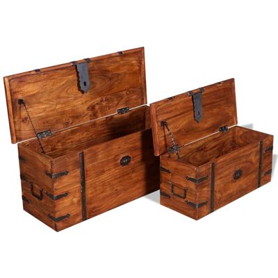 vidaXL Two Piece Storage Chest Set Solid Wood