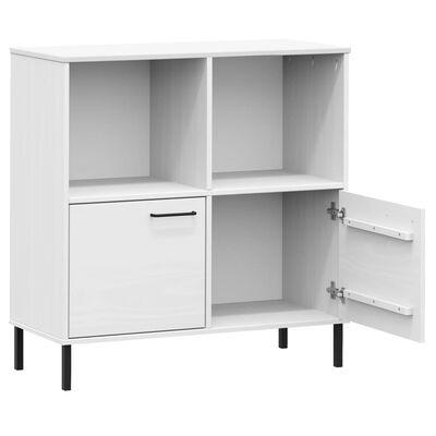 vidaXL Bookcase with Metal Legs White 90x35x90.5 cm Solid Wood OSLO