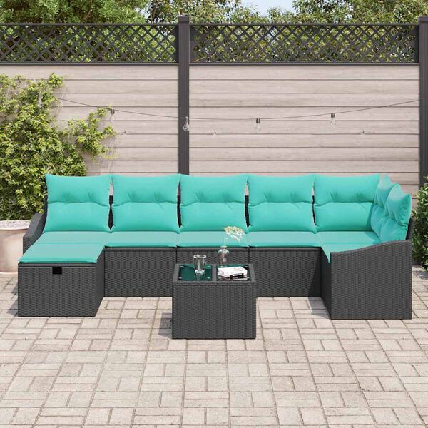vidaXL Sofa Set with Cushion with Storage 8 pcs Poly Rattan