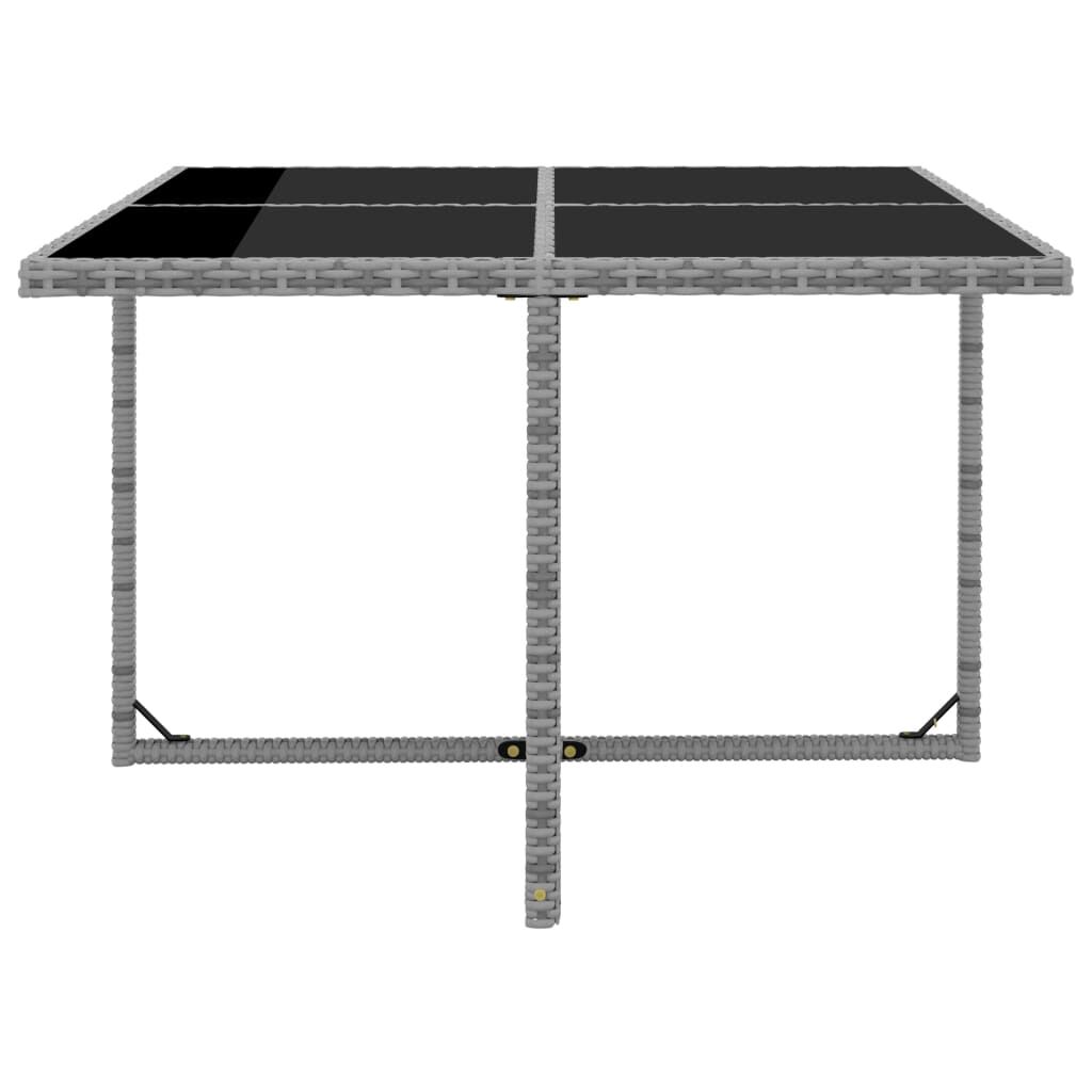 vidaXL 5 Piece Outdoor Dining Set with Cushions Poly Rattan Grey
