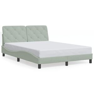 vidaXL Bed Frame without Mattress Light Grey 137x190 cm Velvet