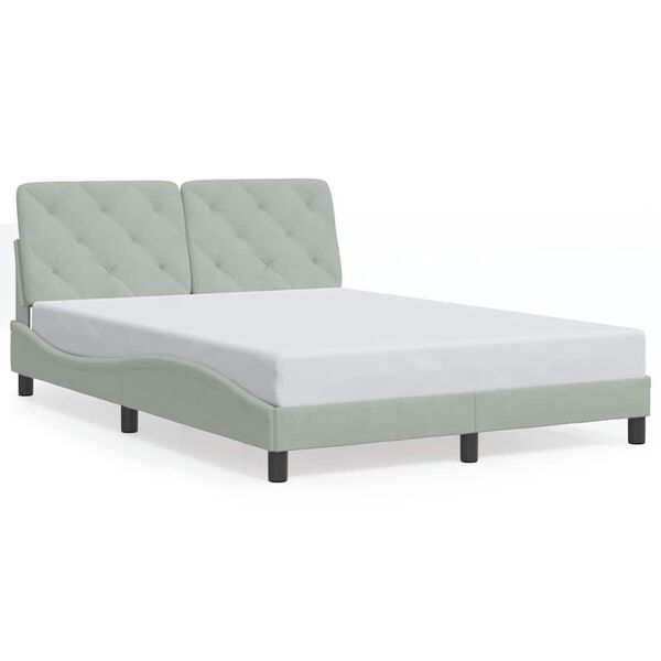 vidaXL Bed Frame without Mattress Light Grey 137x190 cm Velvet