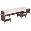 vidaXL 8 Piece Garden Lounge Set with Cushions Poly Rattan Brown