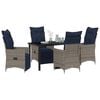 vidaXL Table and Chair Set with Cushion 5 pcs Grey PE Rattan