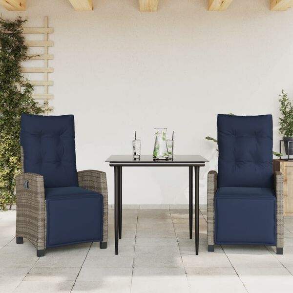 vidaXL 5 Piece Garden Dining Set with Cushions Grey Poly Rattan