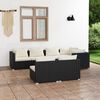 vidaXL 7 Piece Garden Lounge Set with Cushions Black Poly Rattan