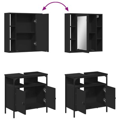 vidaXL 2 Piece Bathroom Furniture Set Black Engineered Wood