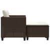 vidaXL Garden Sofa 2-Seater with Stools Brown Poly Rattan