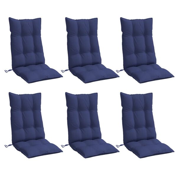 vidaXL Highback Chair Cushions 6 pcs Navy Blue Oxford Fabric