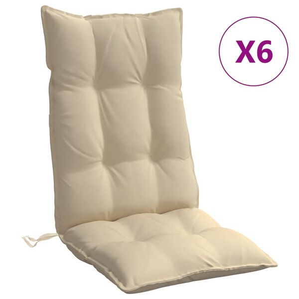 vidaXL Highback Chair Cushions 6 pcs Beige Oxford Fabric