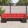 vidaXL Garden Sofa Set with Cushion 7 pcs Brown Poly Rattan