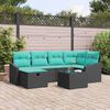 vidaXL Garden Sofa Set with Cushion 7 pcs Black Poly rattan