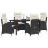 vidaXL Garden Dining Set with Cushion 5 pcs Black Poly Rattan