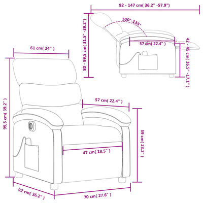 vidaXL Electric Massage Recliner Chair Dark Grey Fabric