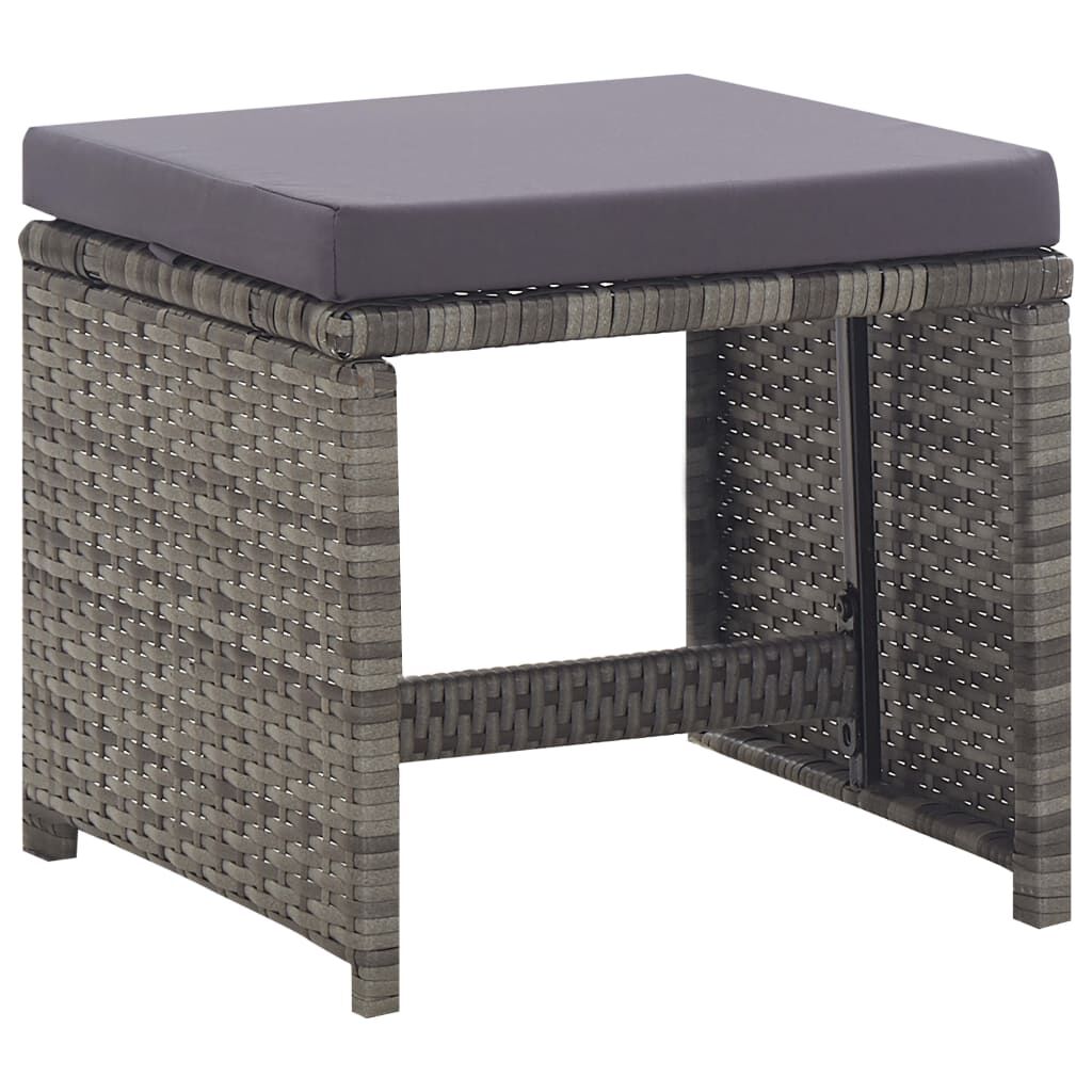 vidaXL 9 Piece Outdoor Dining Set Poly Rattan and Acacia Wood Anthracite