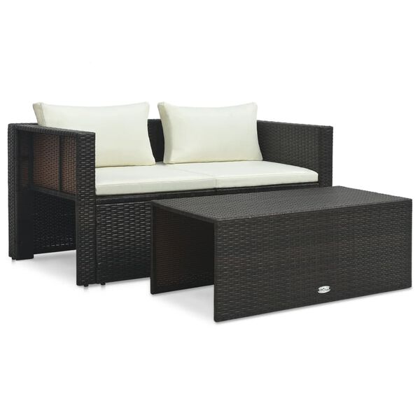 vidaXL 6 Piece Garden Lounge Set with Cushions Poly Rattan Brown