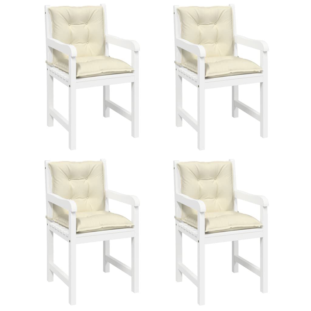 vidaXL Garden Lowback Chair Cushions 4 pcs Cream 100x50x7 cm Fabric