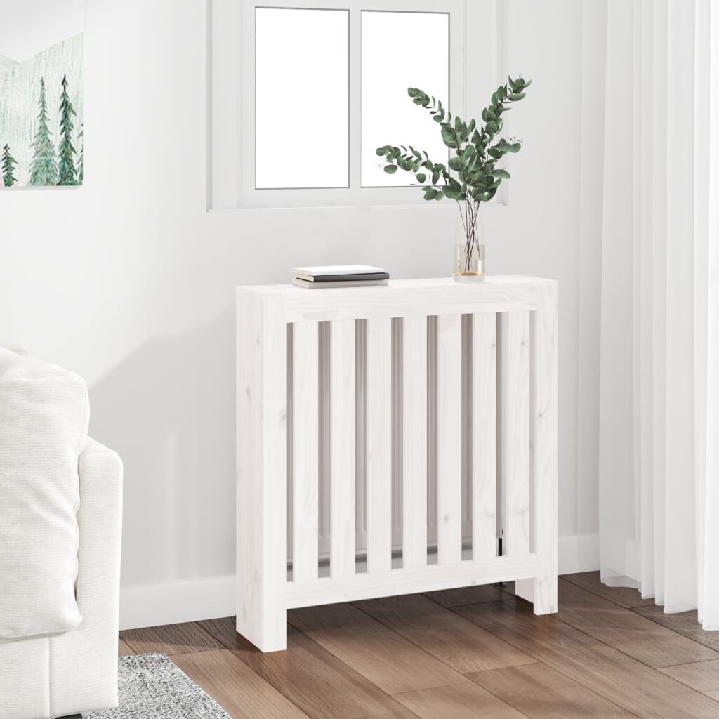 vidaXL Radiator Cover White 79.5x19x84 cm Solid Wood Pine