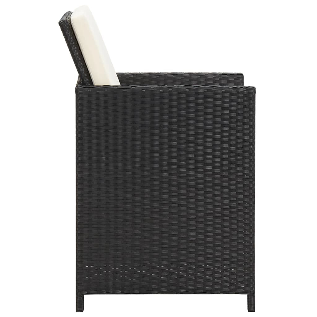 vidaXL Garden Chairs 2 pcs with Cushions and Pillows Poly Rattan Black