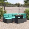 vidaXL Garden Sofa Set Height-Adjustable 7 pcs Black Poly Rattan