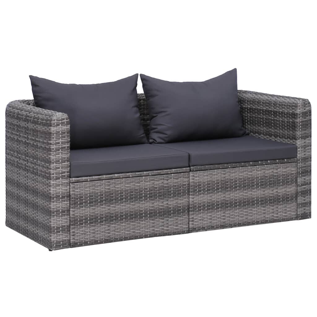 vidaXL 10 Piece Garden Lounge Set with Cushions Poly Rattan Grey