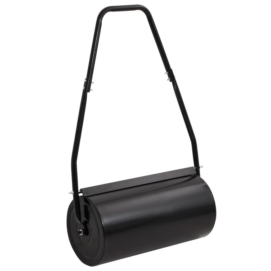 vidaXL Garden Lawn Roller Pull with Aerator Clamps Black 42 L Iron and Steel