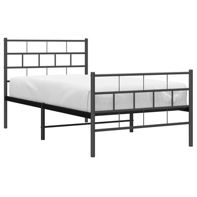 vidaXL Metal Bed Frame without Mattress with Footboard Black 100x190cm