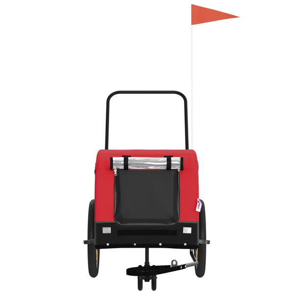 vidaXL Pet Bike Trailer Red and Black Oxford Fabric and Iron