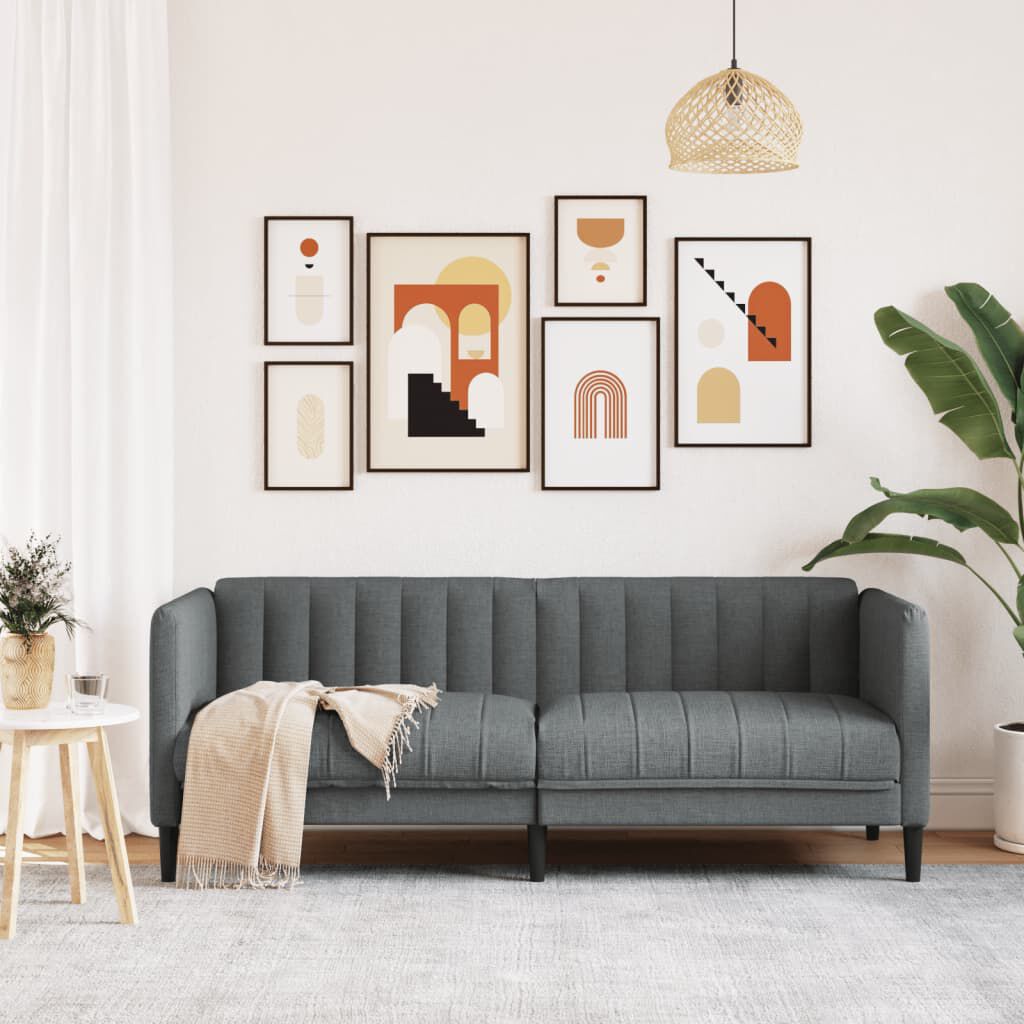 vidaXL Sofa 2-Seater Dark Grey Fabric