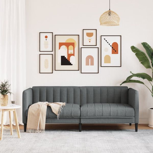 vidaXL Sofa 2-Seater Dark Grey Fabric