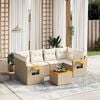 vidaXL 7 Piece Garden Sofa Set with Cushions Beige Poly Rattan