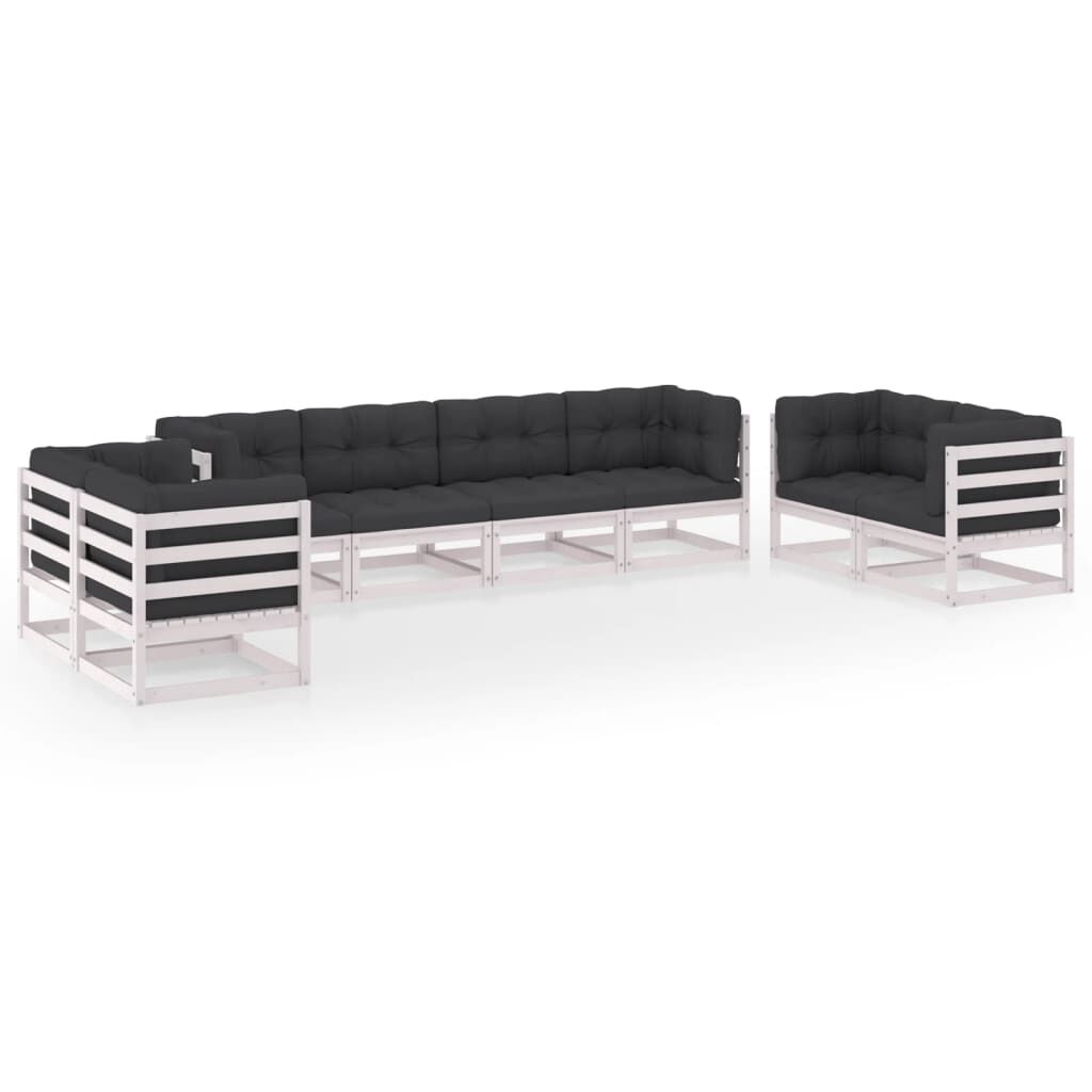 vidaXL 8 Piece Garden Lounge Set with Cushions Solid Pinewood