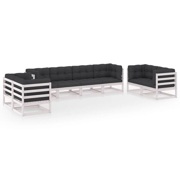 vidaXL 8 Piece Garden Lounge Set with Cushions Solid Pinewood