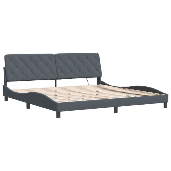 vidaXL Bed Frame with LED without Mattress Dark Grey 193x203 cm Velvet