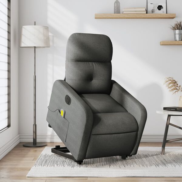 vidaXL Electric Stand up Massage Recliner Chair Dark Grey Fabric