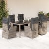 vidaXL 7 Piece Garden Dining Set with Cushions Grey Poly Rattan