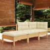 vidaXL 3 Piece Garden Lounge Set with Cream Cushions Solid Wood Pine