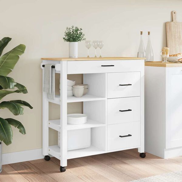 vidaXL Kitchen Trolley MONZA 84x40x90 cm Solid Wood Pine