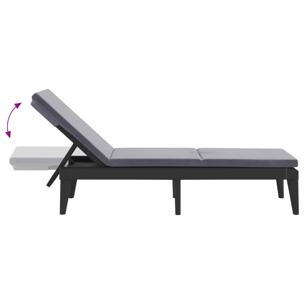 vidaXL Sun Lounger with Cushion Anthracite 186x60x29 cm PP