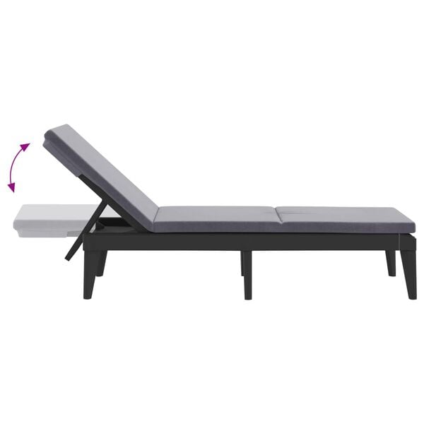 vidaXL Sun Lounger with Cushion Anthracite 186x60x29 cm PP