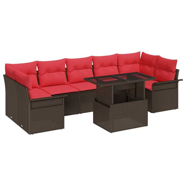 vidaXL Garden Sofa Set with Cushion 8 pcs Brown Poly rattan