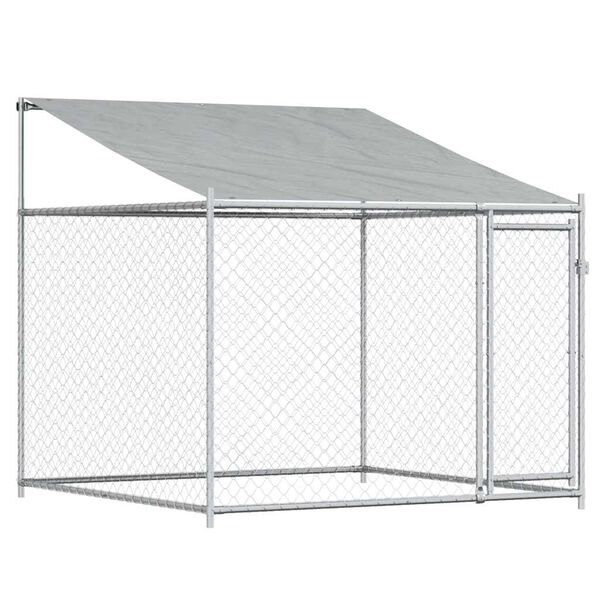 vidaXL Dog Cage with Roof and Door Grey 2x2x2 m Galvanised Steel