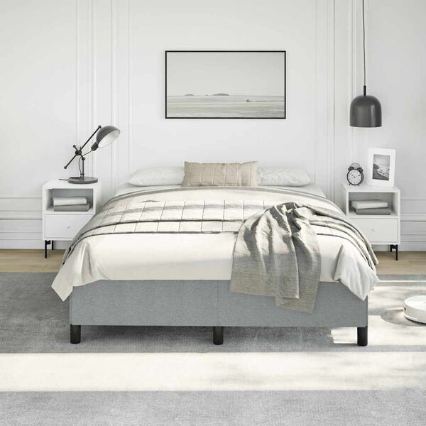 vidaXL Bed Frame without Mattress Light Grey 152x203 cm Queen Fabric
